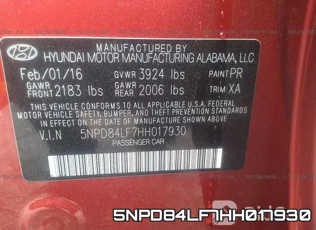5NPD84LF7HH017930 фото 10