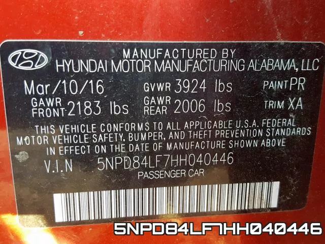 5NPD84LF7HH040446 фото 2