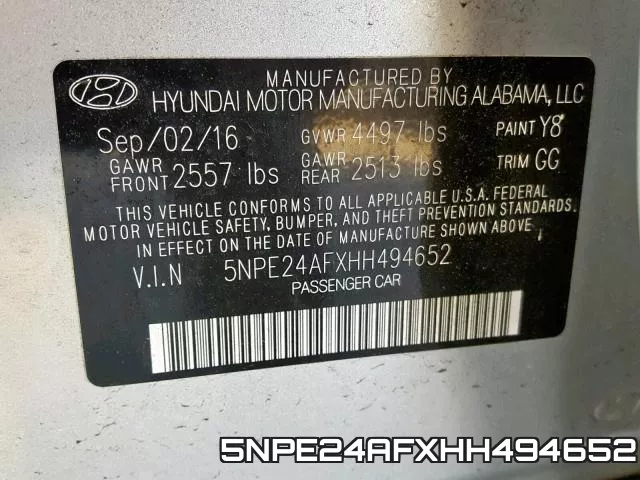 5NPE24AFXHH494652 фото 2