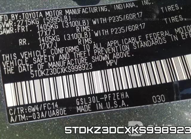 5TDKZ3DCXKS998923 фото 10
