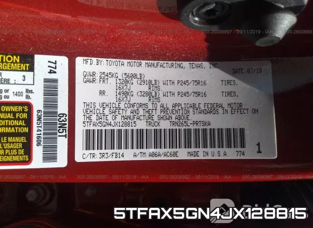 5TFAX5GN4JX128815 фото 10
