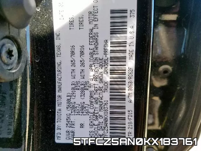 5TFCZ5AN0KX183761 фото 2