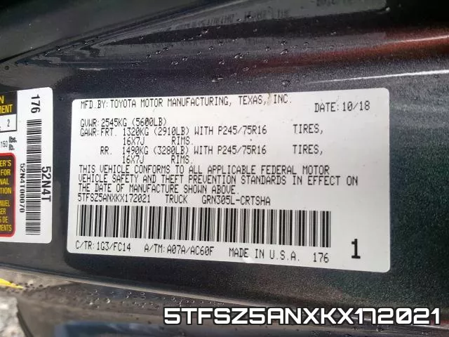 5TFSZ5ANXKX172021 фото 2