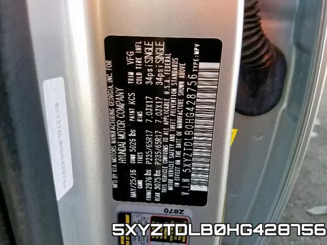 5XYZTDLB0HG428756 фото 2