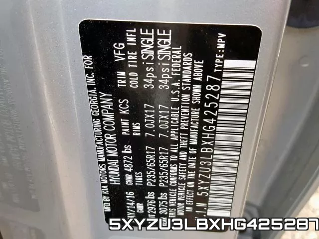 5XYZU3LBXHG425287 фото 2