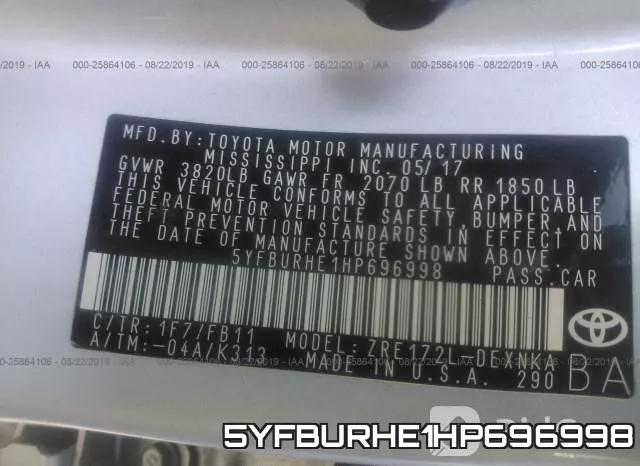 5YFBURHE1HP696998 фото 10
