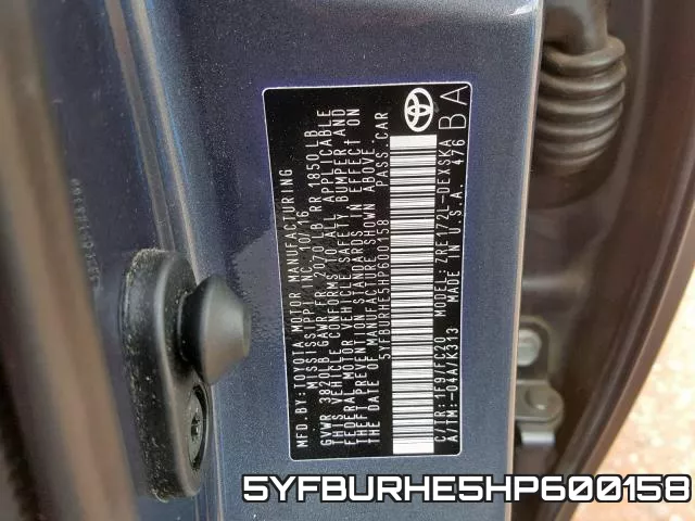 5YFBURHE5HP600158 фото 2