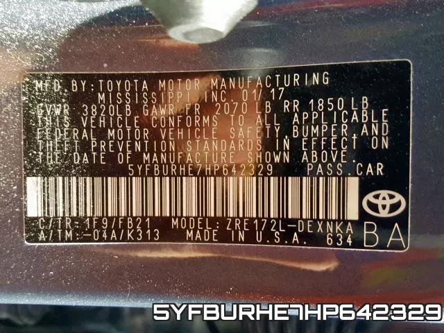 5YFBURHE7HP642329 фото 2