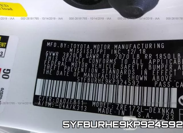 5YFBURHE9KP924592 фото 10