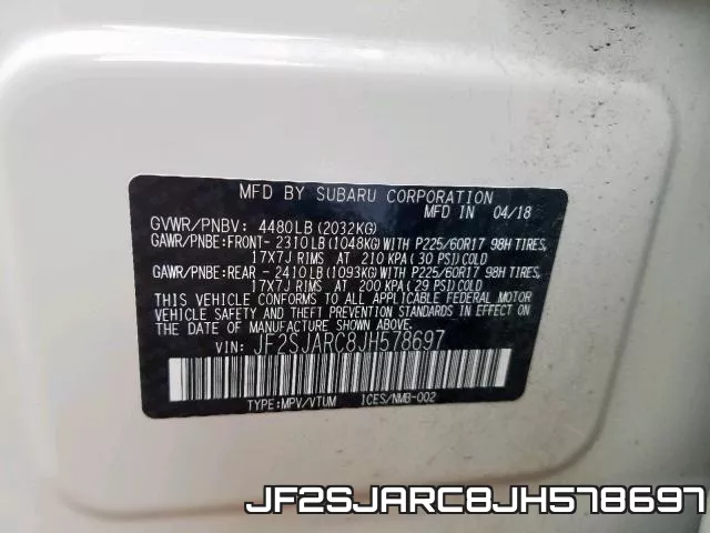 JF2SJARC8JH578697 фото 2