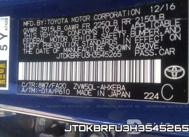 JTDKBRFU3H3545265 фото 10