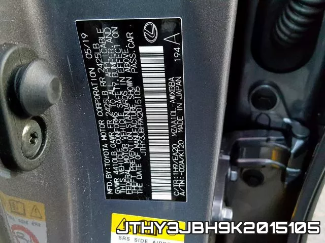 JTHY3JBH9K2015105 фото 2
