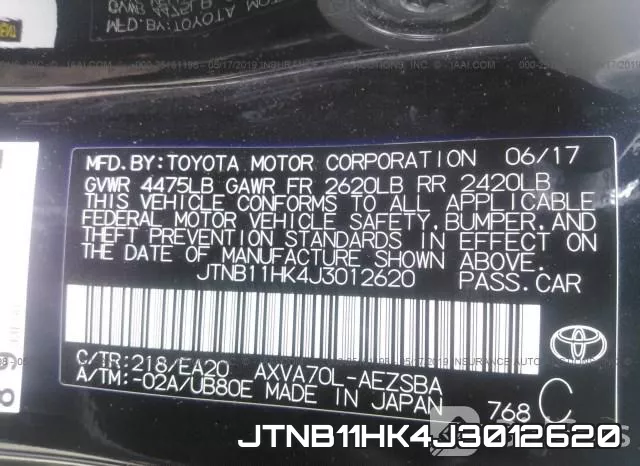 JTNB11HK4J3012620 фото 10