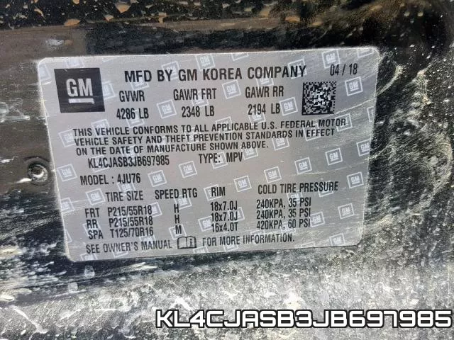 KL4CJASB3JB697985 фото 2