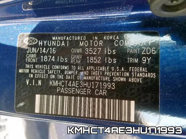 KMHCT4AE3HU171993 фото 2