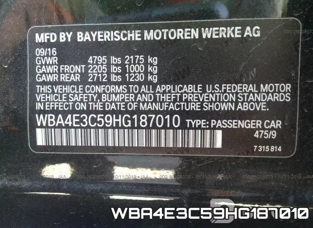 WBA4E3C59HG187010 фото 10