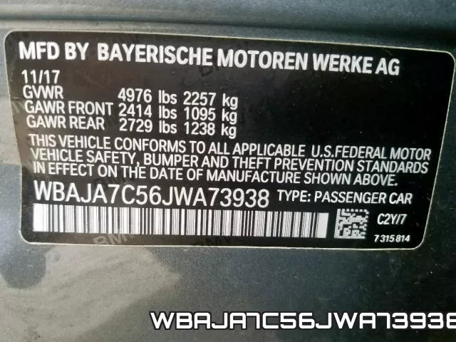 WBAJA7C56JWA73938 фото 2