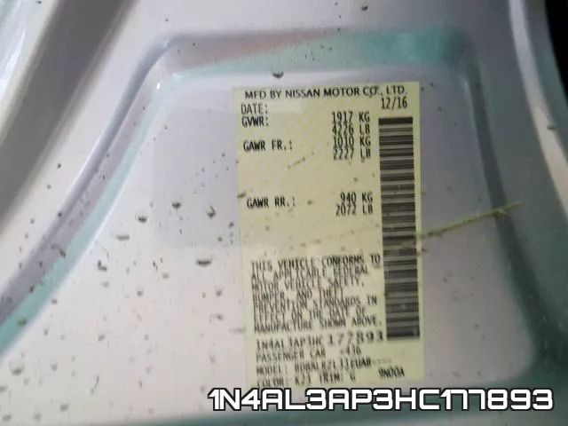 1N4AL3AP3HC177893 фото 2