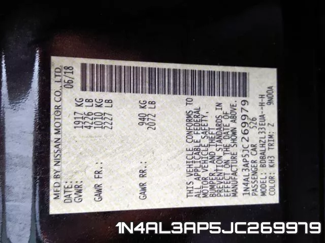 1N4AL3AP5JC269979 фото 2