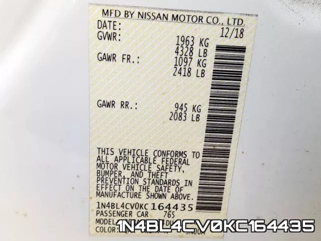 1N4BL4CV0KC164435 фото 2