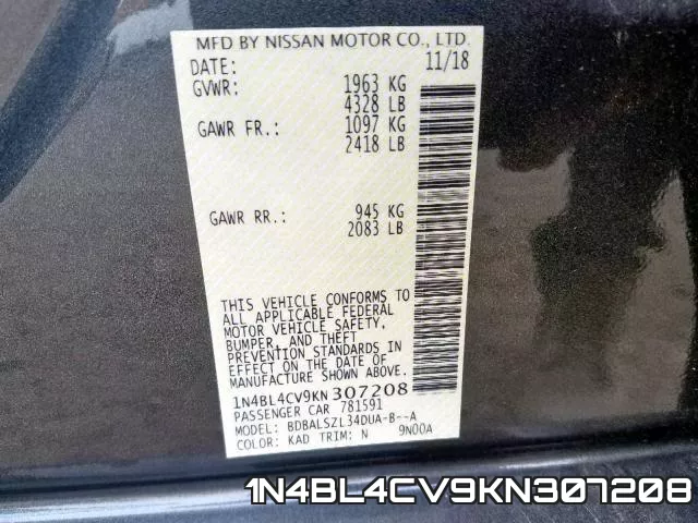 1N4BL4CV9KN307208 фото 2