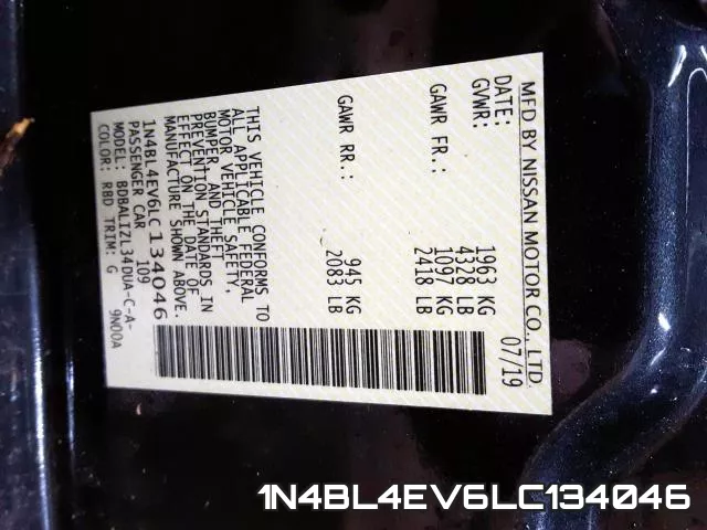 1N4BL4EV6LC134046 фото 2