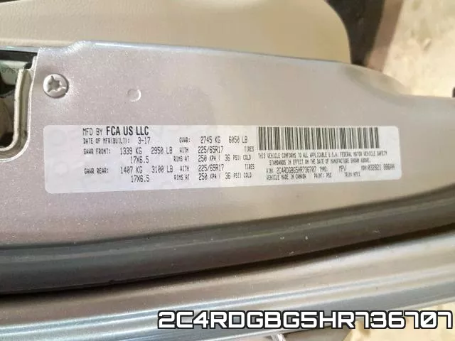 2C4RDGBG5HR736707 фото 2