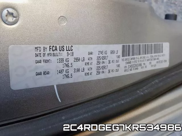 2C4RDGEG7KR534986 фото 2