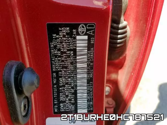 2T1BURHE0HC787521 фото 2