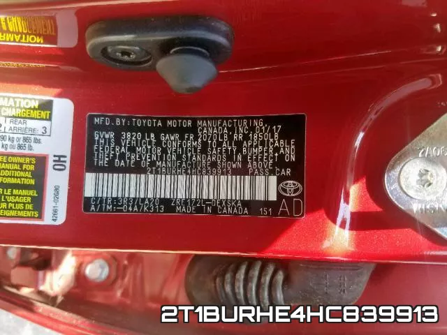 2T1BURHE4HC839913 фото 2
