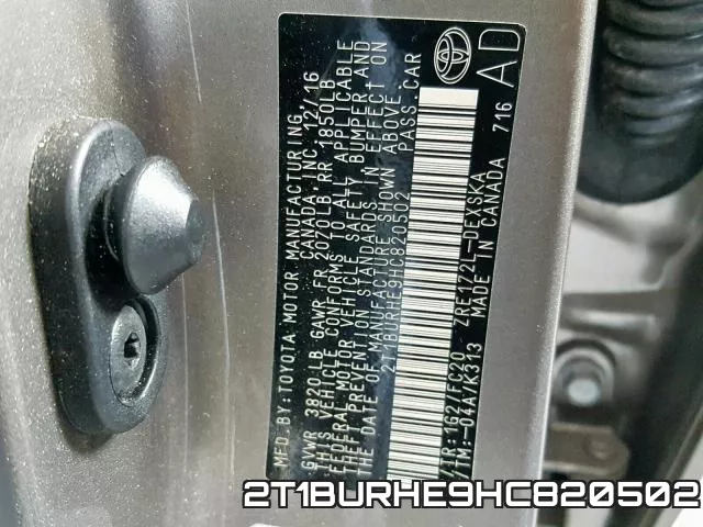 2T1BURHE9HC820502 фото 2