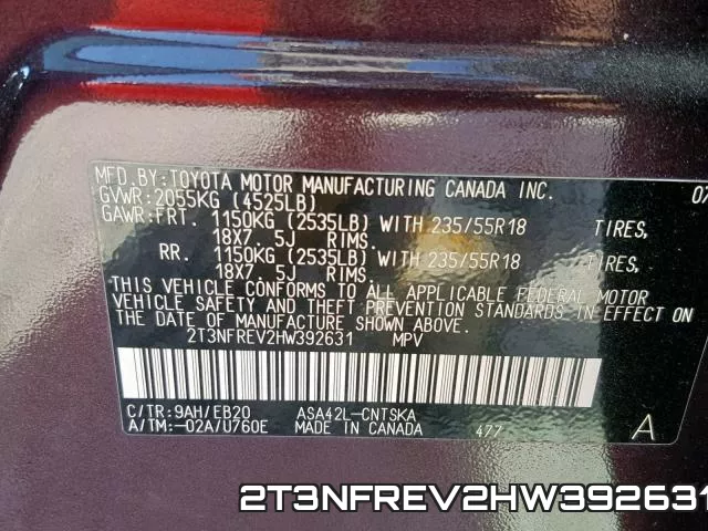 2T3NFREV2HW392631 фото 2