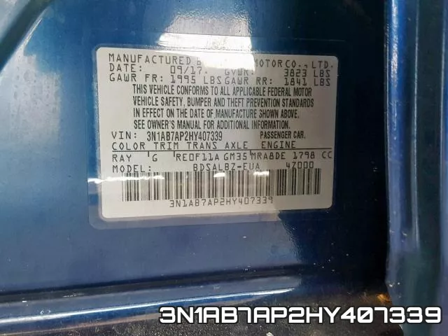 3N1AB7AP2HY407339 фото 2