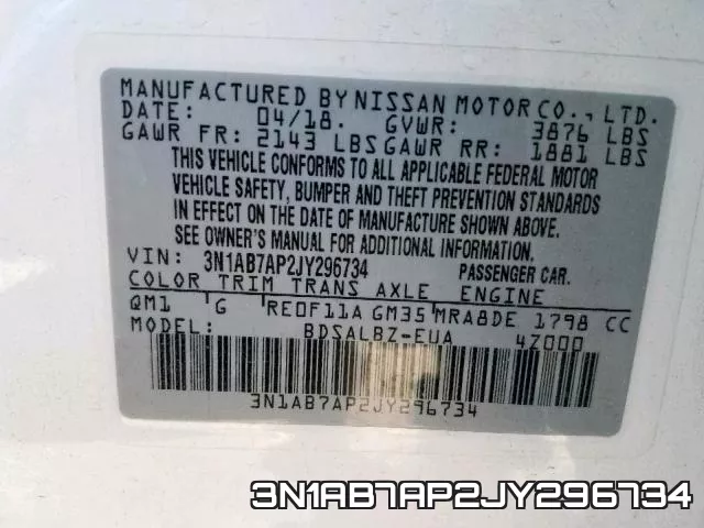 3N1AB7AP2JY296734 фото 2