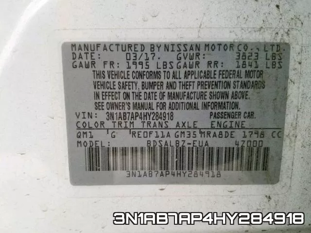 3N1AB7AP4HY284918 фото 2