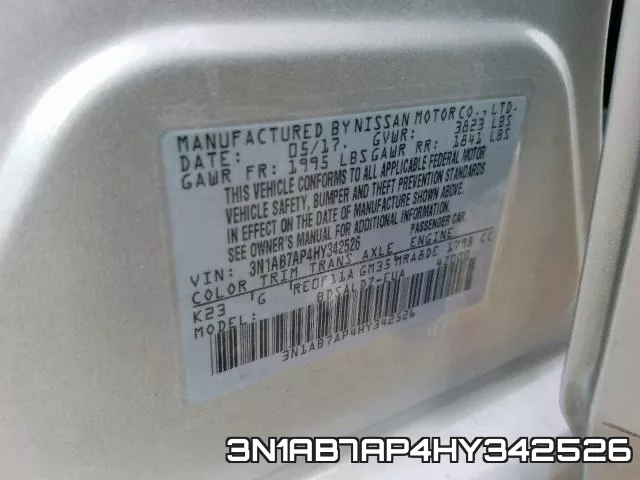 3N1AB7AP4HY342526 фото 2