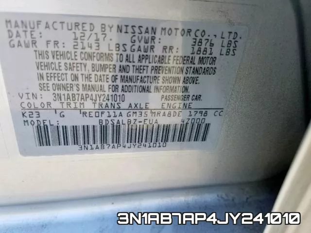 3N1AB7AP4JY241010 фото 2