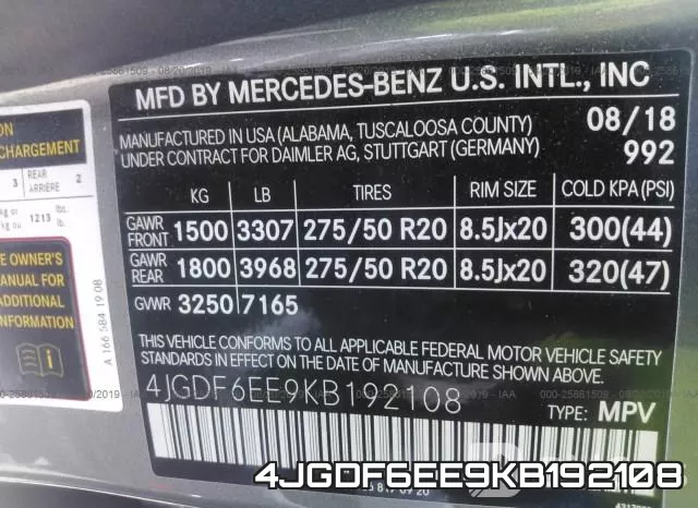 4JGDF6EE9KB192108 фото 10