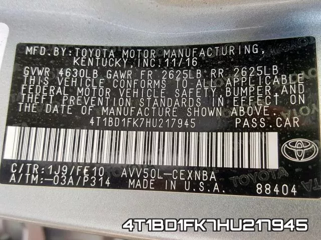 4T1BD1FK7HU217945 фото 2