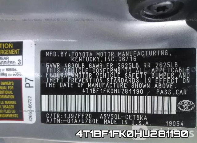 4T1BF1FK0HU281190 фото 10