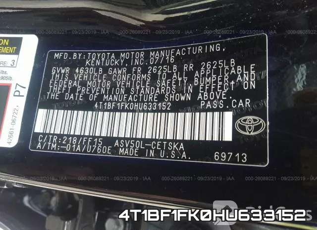4T1BF1FK0HU633152 фото 10