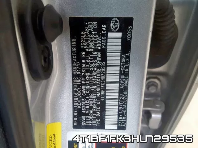 4T1BF1FK3HU729535 фото 2