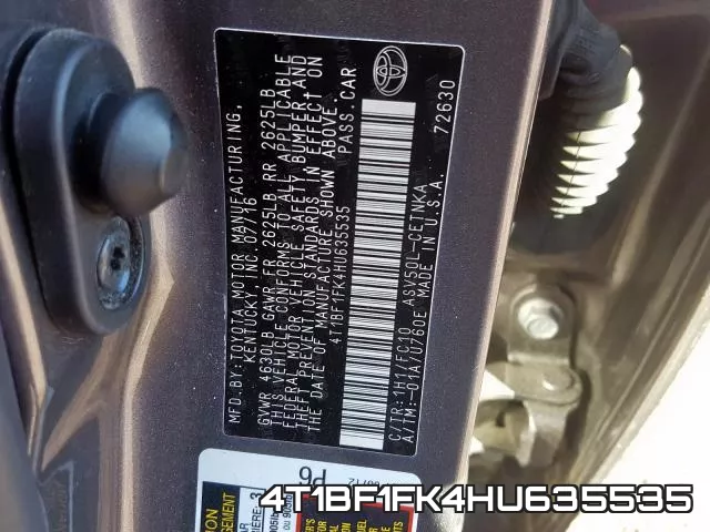 4T1BF1FK4HU635535 фото 2