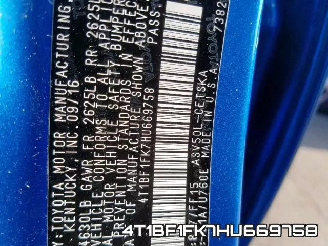 4T1BF1FK7HU669758 фото 2