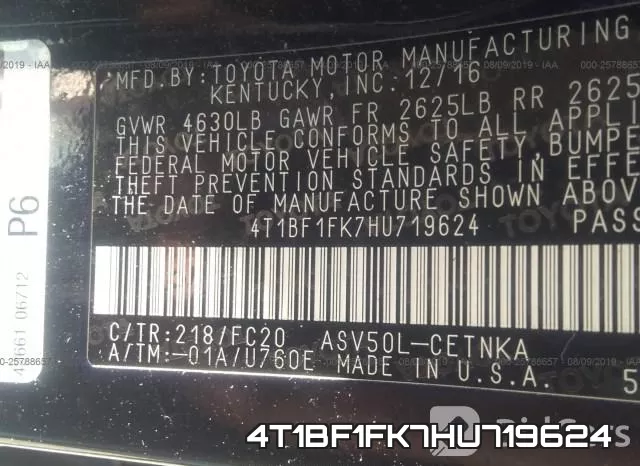 4T1BF1FK7HU719624 фото 10