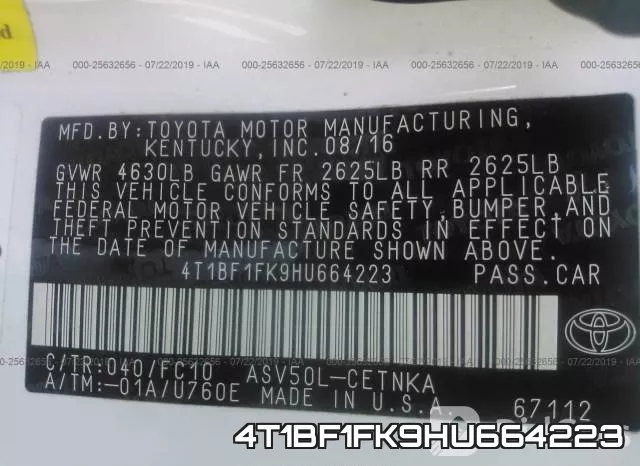 4T1BF1FK9HU664223 фото 10