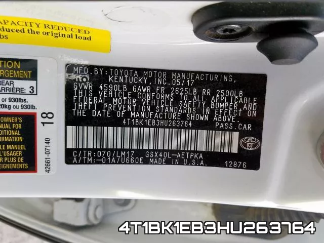 4T1BK1EB3HU263764 фото 2