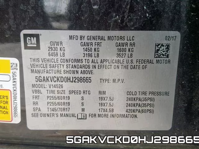 5GAKVCKD0HJ298665 фото 2