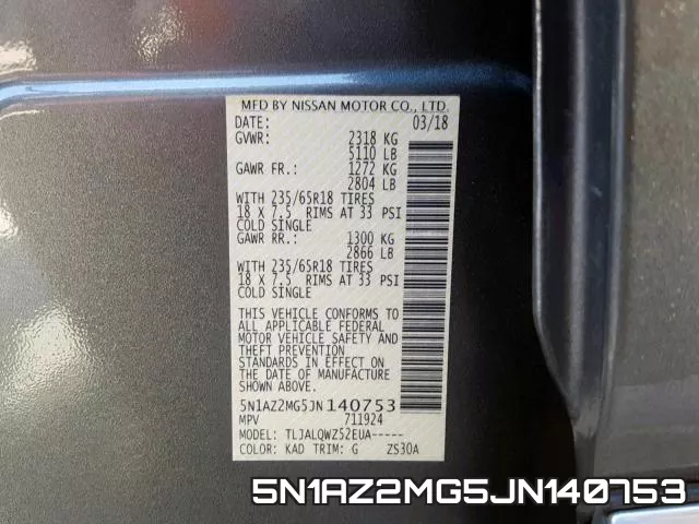 5N1AZ2MG5JN140753 фото 2