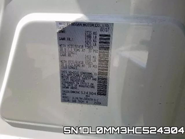 5N1DL0MM3HC524304 фото 2